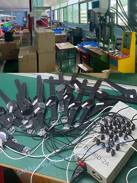 The factory performs aging tests on smart watches