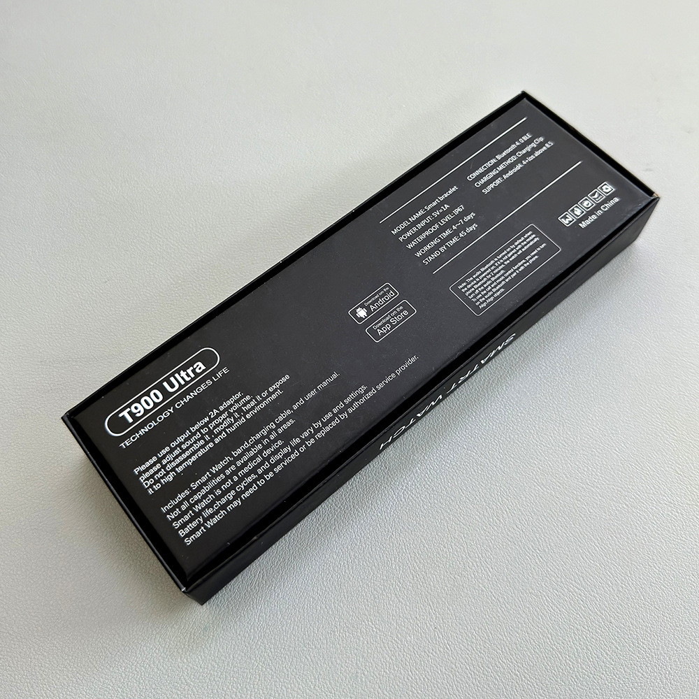 China T900 Ultra health monitoring bluetooth call smart watch packaging color box and instructions - China Smart Watch Wholesale Platform