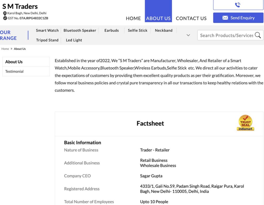 S.M. Traders, Delhi — Smartwatch Wholesaler