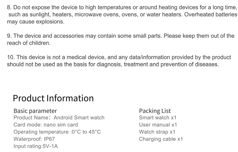 Android Smartwatch Specifications: Nano SIM and HD Camera