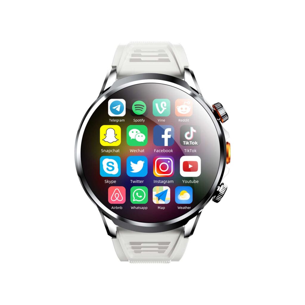 Silver Android Smartwatch with 4G/5G Nano SIM and GPS Positioning (China)